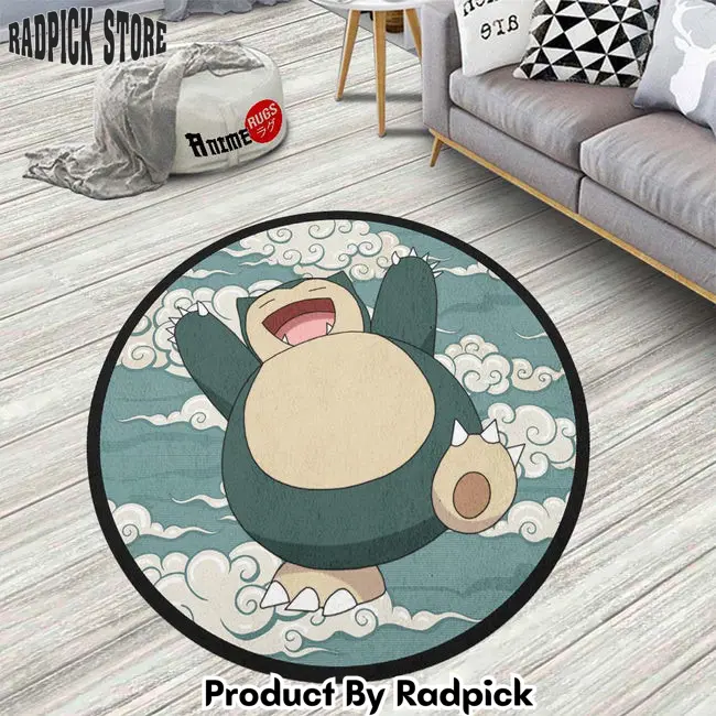 Snorlax round rug custom cloudy sky pokemon anime circle carpet  rp0000916